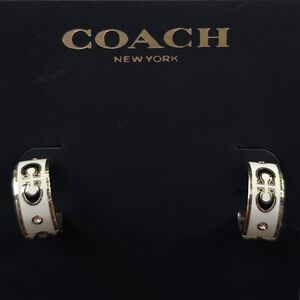 Coach Signature Enamel Huggie Earrings